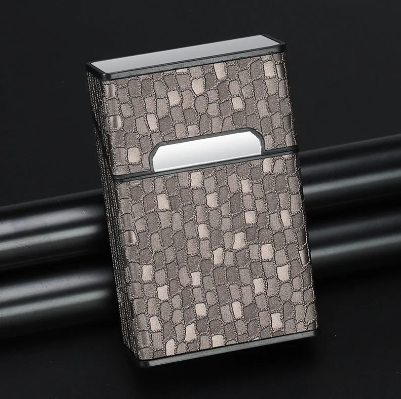 Cigarette Case Fashion Pattern 20pcs Capacity Alloy Portable Leather Cigarette Storage Case Wholesale men Plastic Cigarette Box