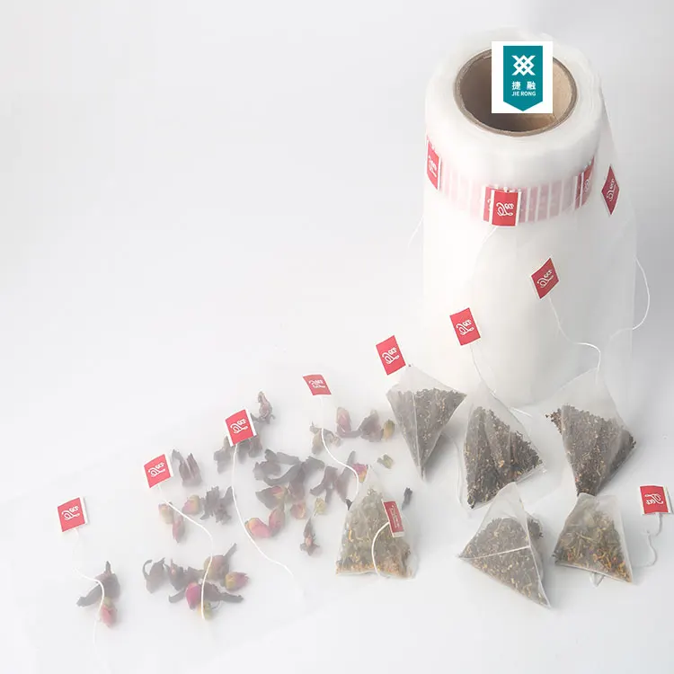 Wholesale pla Corn Fiber mesh Tea Bag filter Packaging Roll with string and tag Biodegradable mesh tea bag