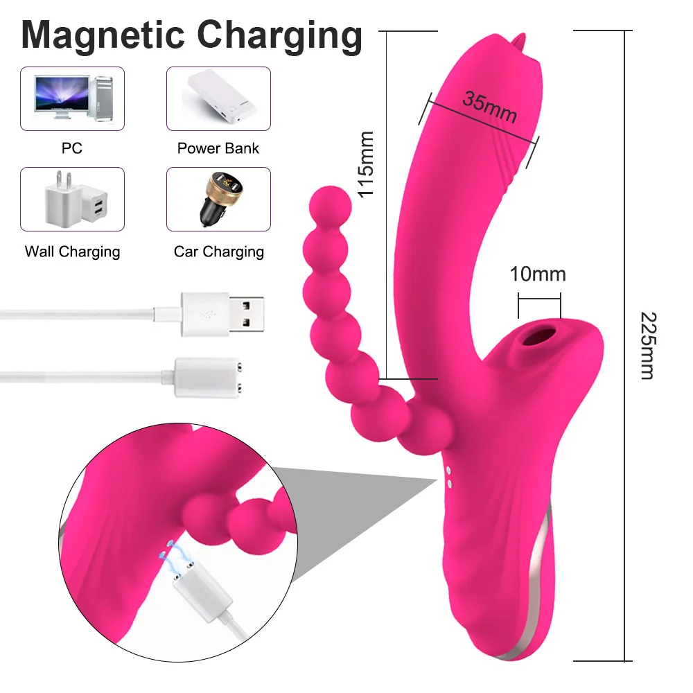 3 in 1 Clit Sucker Dildo Vibrators for Women Clitoris G Spot Tongue Licking Vacuum Stimulator Sex Toys Adult Goods for Female%