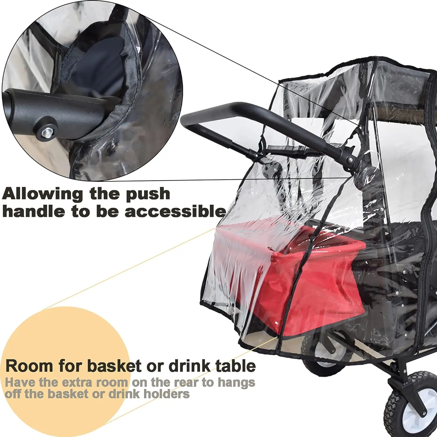 Rain Cover For Wagon Cover Waterproof Push-Pull Wagon Rain Cover Canopy Folding Wagon Stroller Trolley Cart Accessories