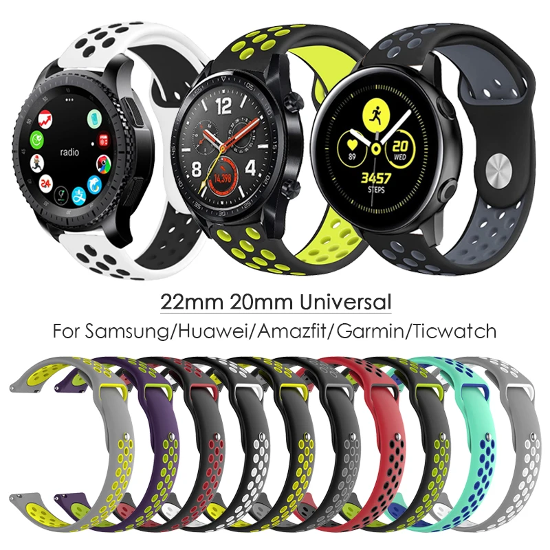 Chinber Universal 22mm 20mm Sport Silicone Strap for Amazfit GTR GTS Watches