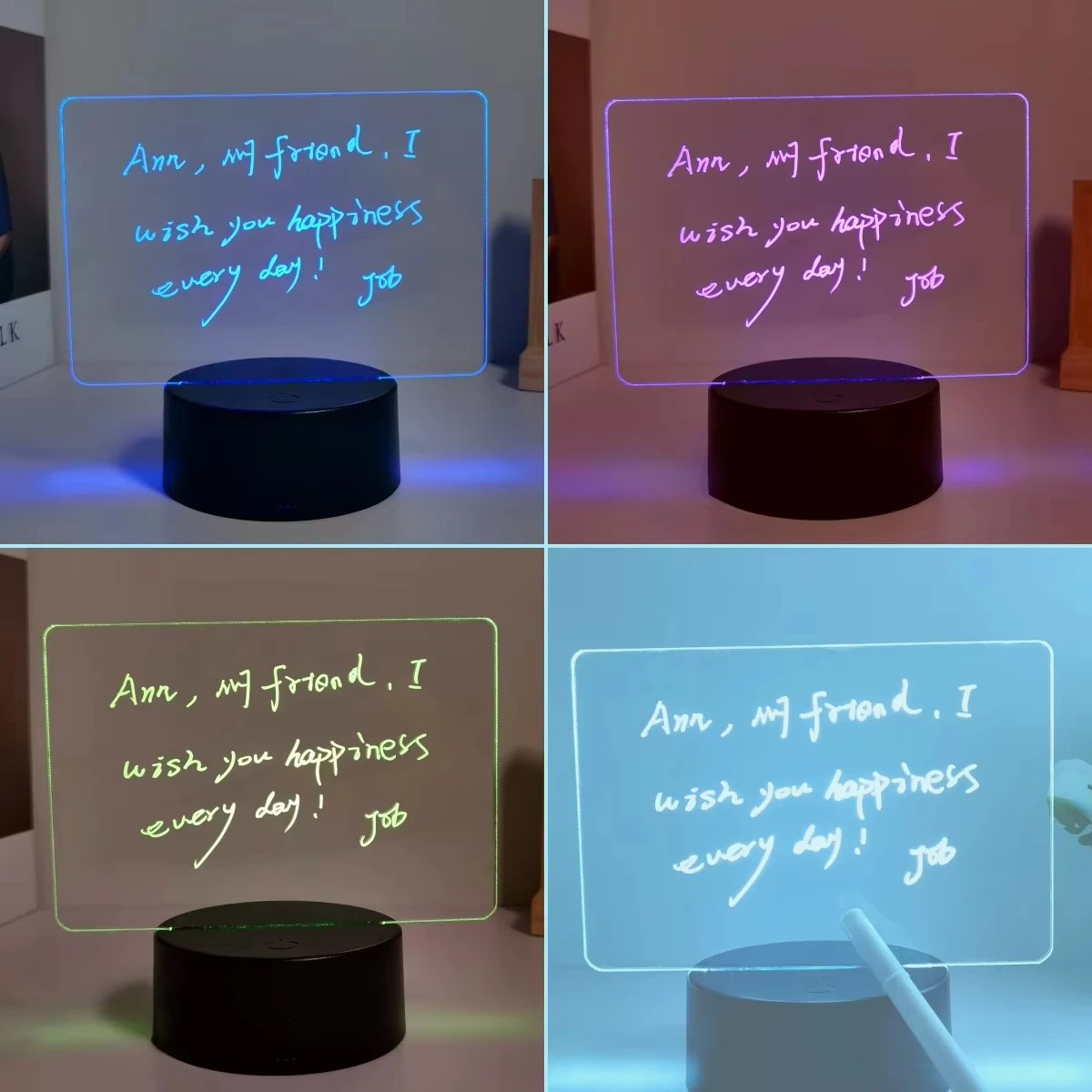2024 Hot Deals Erasable Writing Board Creative Diy Rgb Led Memo Message Luminous Note Acrylic Writing Board Light