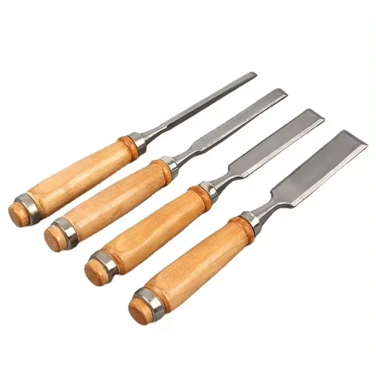 High Carbon Steel Head Quenching Finished 4 Pieces Handmade Wood Carving Chisel Set for Woodworking