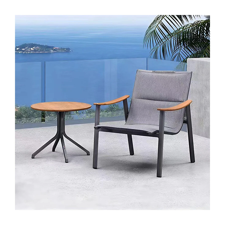 Luxury Minimal Style Outdoor Dining Table Set Wood Metal Mini Bar for Leisure Indoor Outdoor Use