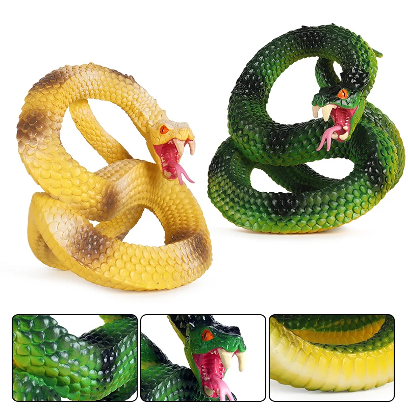Oenux Wholesale PVC Wild Animal Action Figures Snake Model Figurines Party Decoration Kids Xmas Halloween Gift With Box