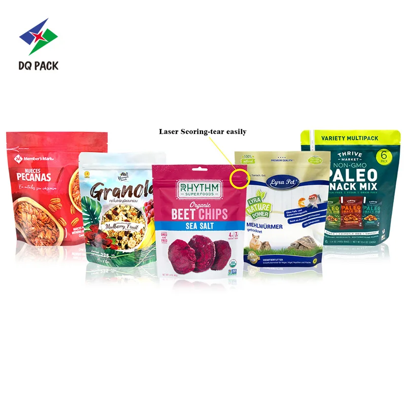 DQ PACK Custom Resealable Plastic Bag Food Grade Stand up Zipper Pouch