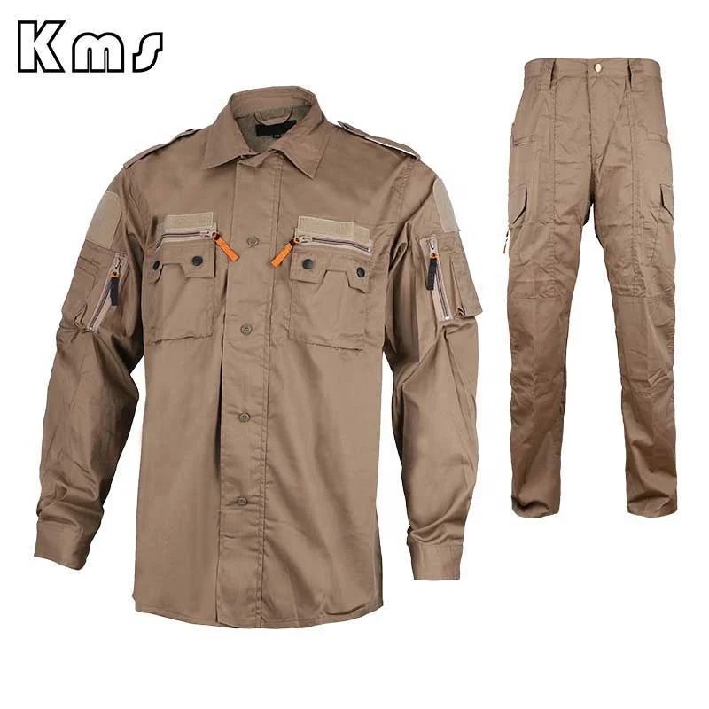 KMS Custom Wholesale Outdoor Khaki Combat Camouflage Uniforms Tactical Clothing For Security Guards Training/Hunting
