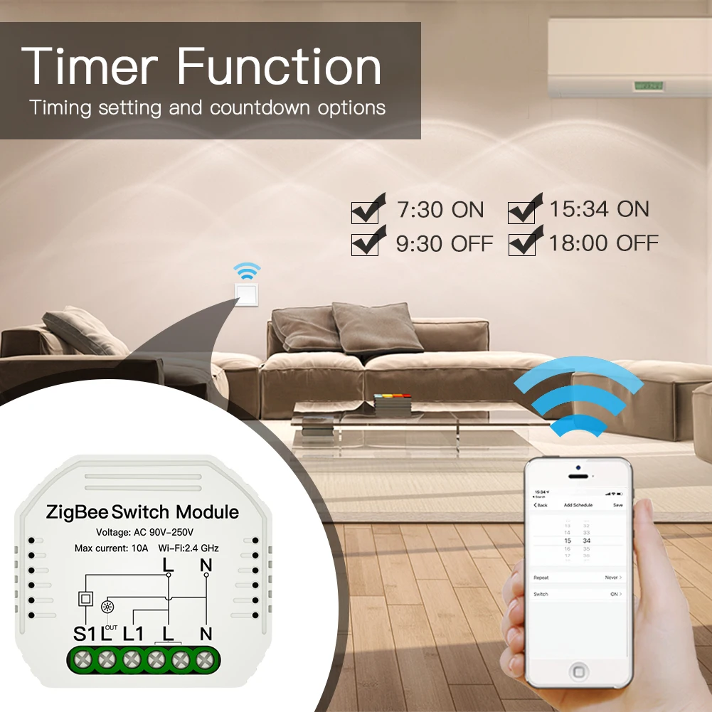  Беспроводной умный переключатель Mini Tuya Zigbee Z-wave 3 0 с поддержкой Google Home Alexa Echo стандарт
