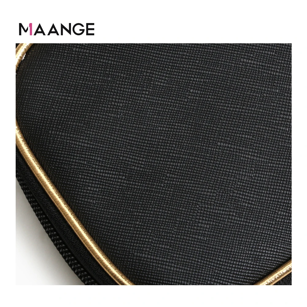 MAANGE Stand Up Makeup Brush travel  Organizer Storage Holder Handbag  Bags Zipper Waterproof  Black Nylon Makeup Cosmetic Bag