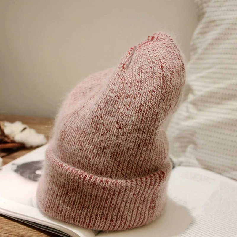 new Angora rabbit wool wool cap winter curly edge baotou knit cap
