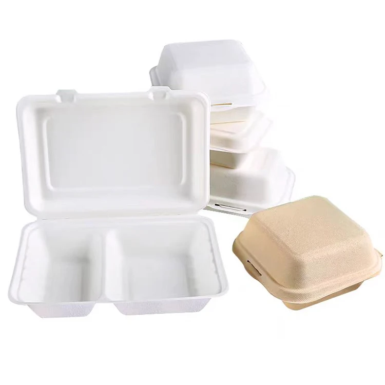 Biodegradable Disposable Compostable Takeaway Lunch Box Take Out Greaseproof Packing Turkey Hamburger Clamshell Food Container
