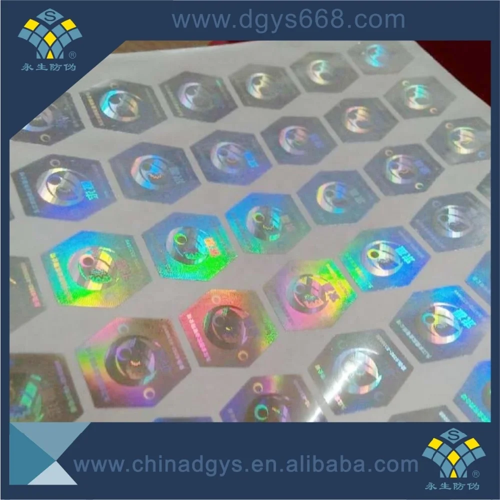 Custom shape micro text design security seal label hologram sticker