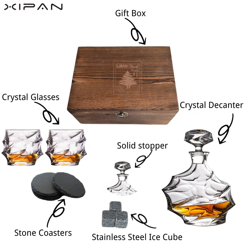 750ml Whiskey Bottle Whiskey Decanter Set With 4 Glass Cup Set Whiskey Glasses