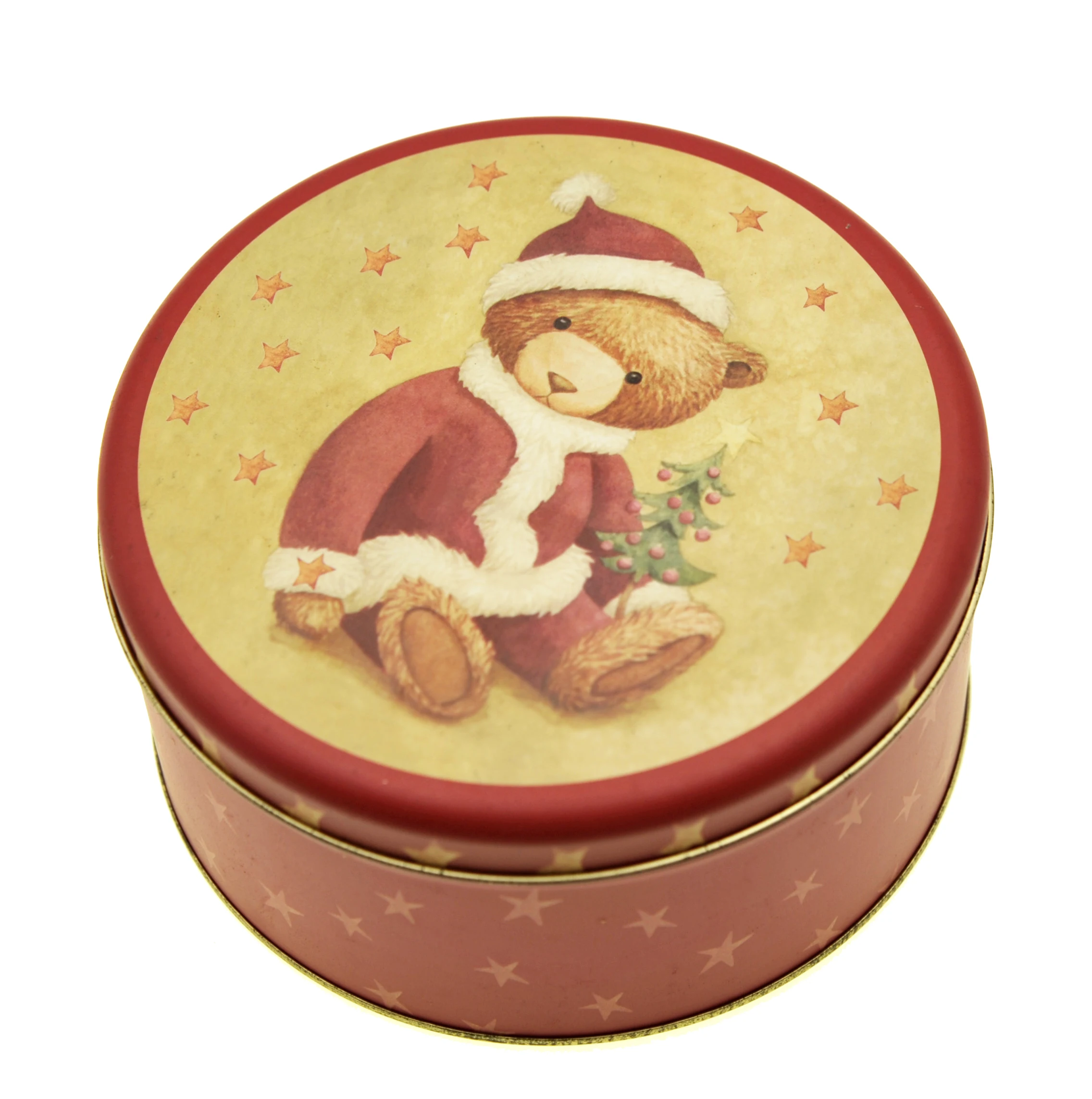 Empty round tin can metal tins for candy chocolate cookie biscuit packaging