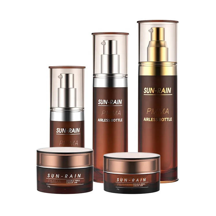 Luxury Acrylic Cosmetic Container Empty Plastic Skincare Packaging Serum Lotion Pump Bottle Cream Jar Screen Printed