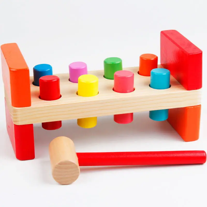 Creative wooden piling station exercise hand-eye coordination educational toys