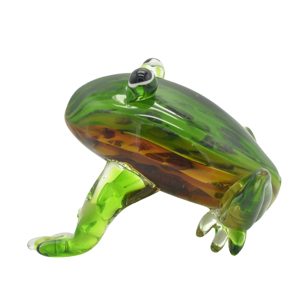 Custom garden home decor murano glass animal crafts ornament funny decor Customized green frog figurines