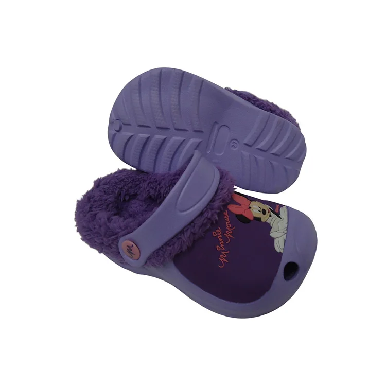 
ECO friendly custom warm indoor fur winter garden kid clogs 