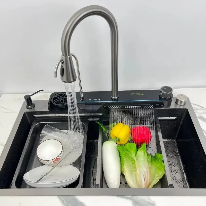Temperature Display Piano Key Switches Temperature Control Switches Kitchen All In One Combo Kitchen With Sink & Faucet