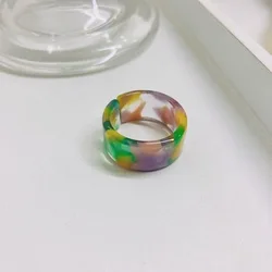 Korean acrylic rings round shape adjustable candy color resin rings rings jewelry women