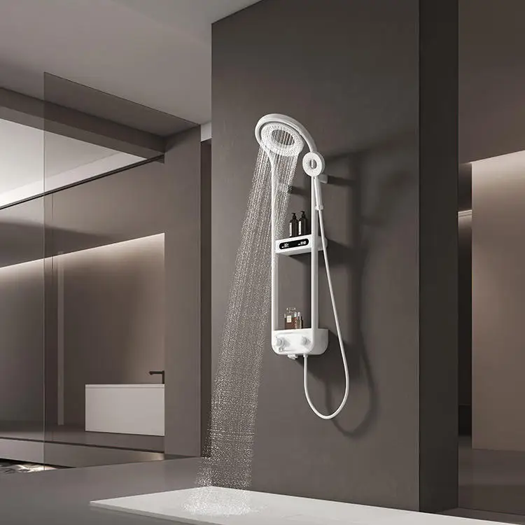 Luxury Smart Shower System Bathroom Wall-Mounted 360 Degree Shower Panel Head Black Brass Rain Effect Thermostatic Shower Set