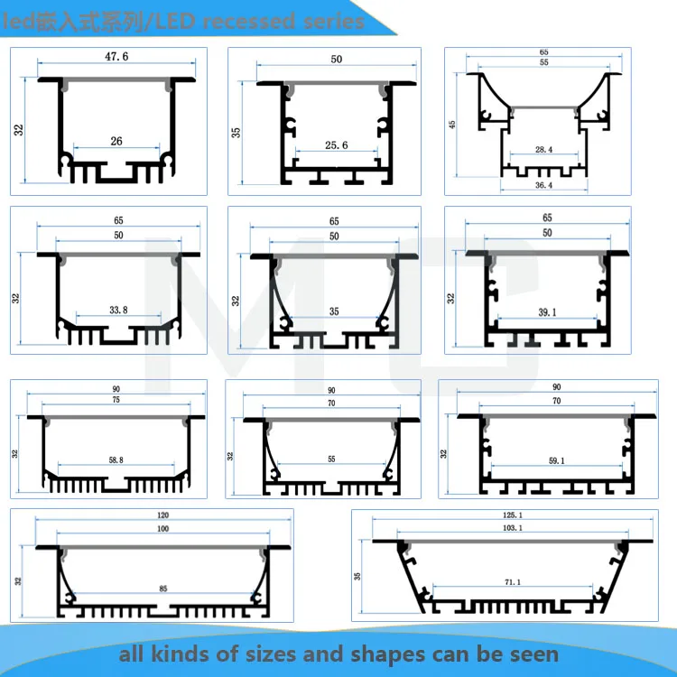 120mm foshan gypsum led l profile aluminium extrusion painted black/white tape aluminum channel