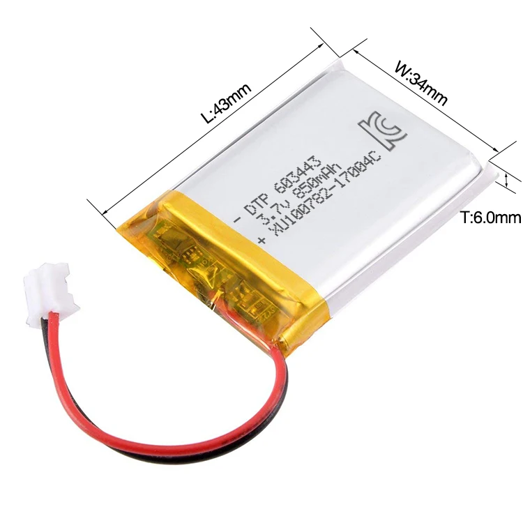 603443 lipo battery 3.7v 850mah