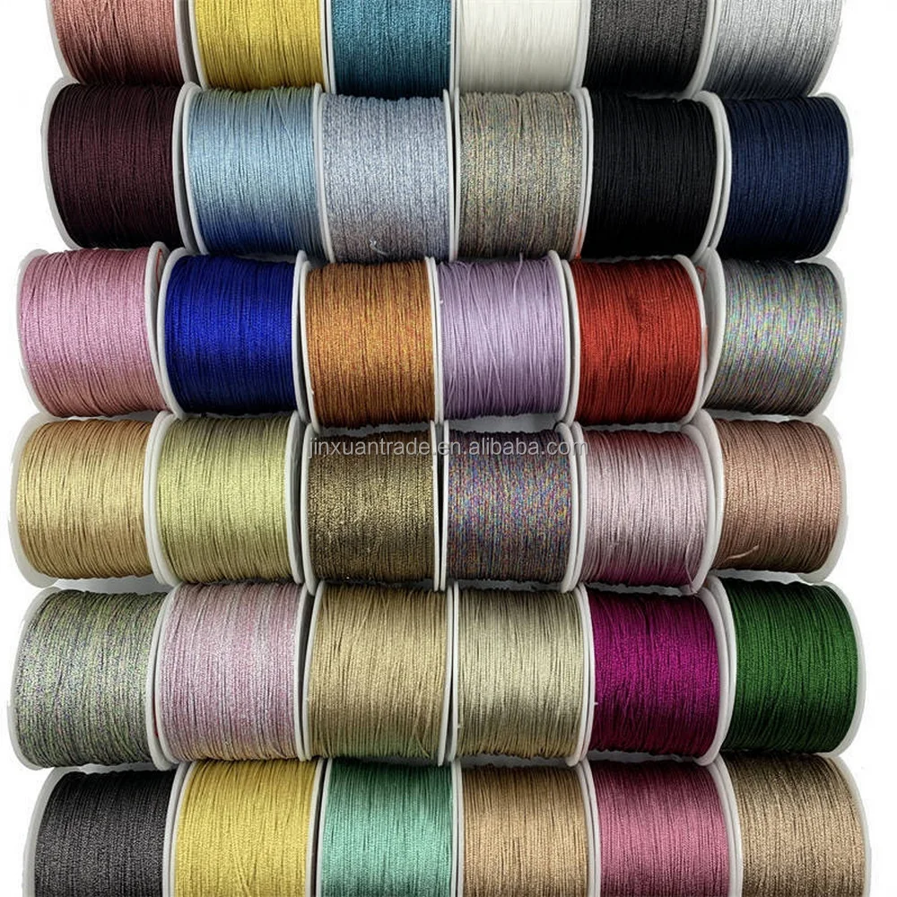 1mm Metallic Round Braided Shamballa Cord Glitter Knotting Cord Colorful Bracelet Necklace Cord