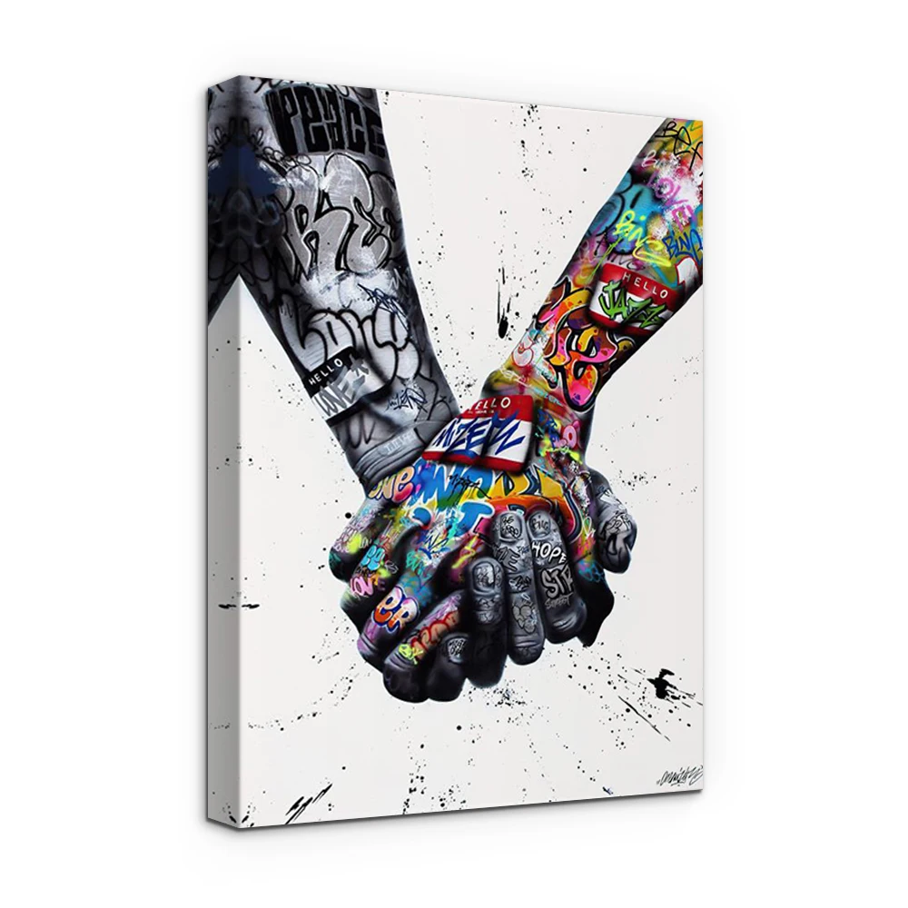 
Custom Lover Hands Street Graffiti Poster print Wall Art frameless Canvas Painting for home decor 