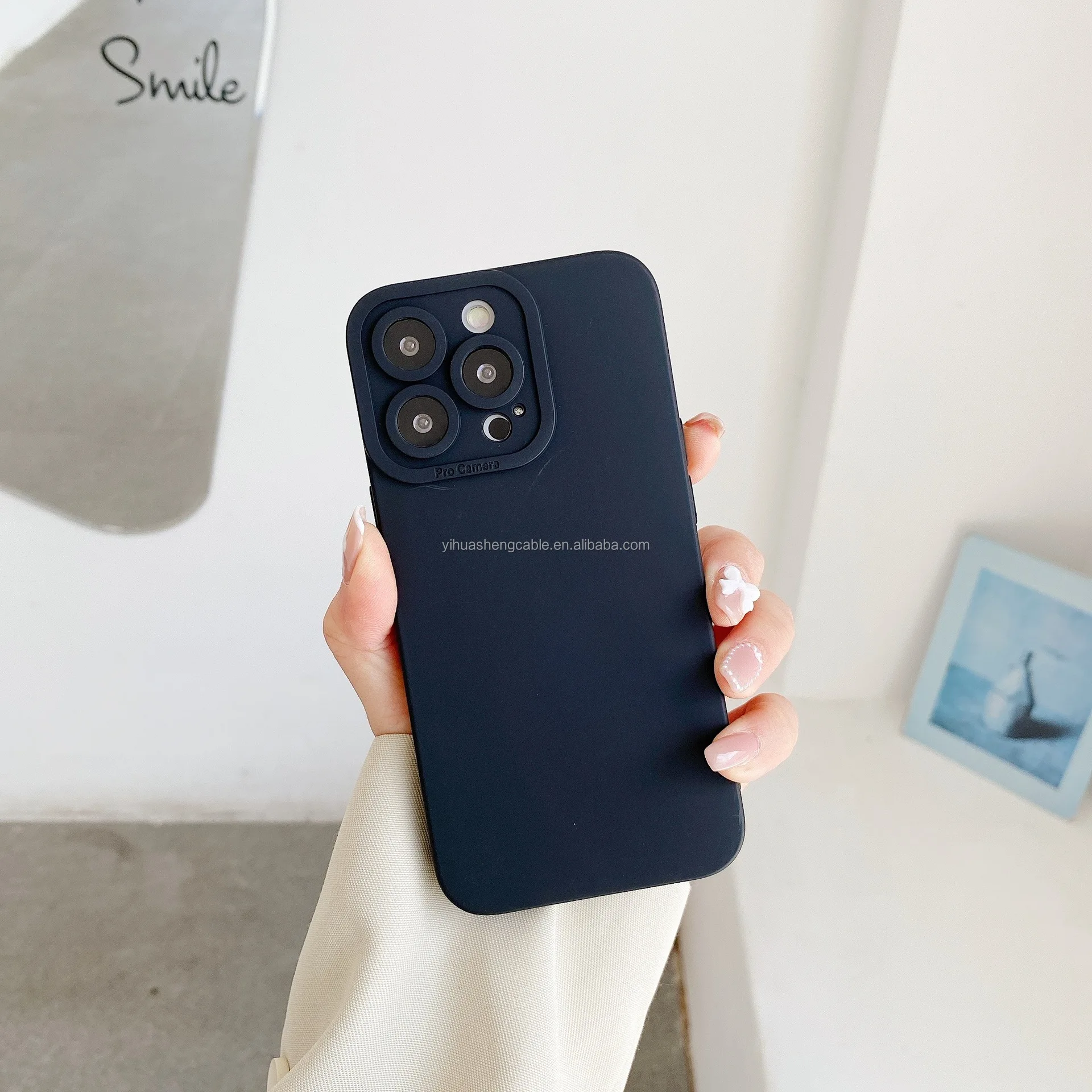 Straight edge angel eye fine hole mobile phone case protective cover frosted silicone TPU solid color soft case
