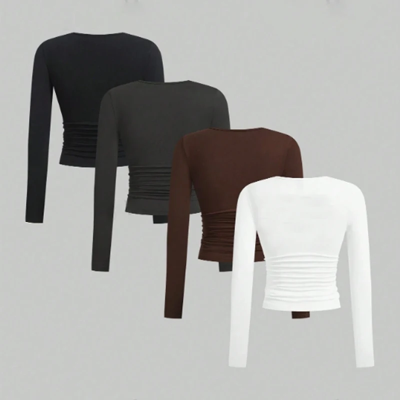 Wholesale Price Crop Top Casual Long Sleeve Women T Shirt Custom Your Brand Long Sleeve Crop Tops Shirts For Women