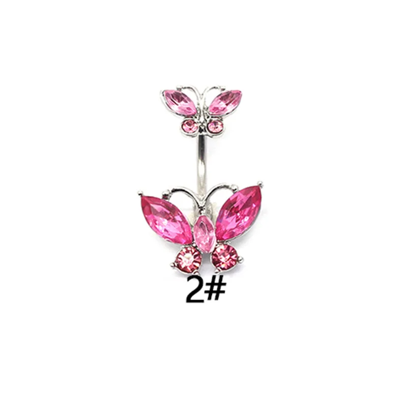 14G Pink Cubic Zirconia Heart Butterfly Snake Short Naval Piercing With Women Surgical Steel Bunny Belly Button Ring