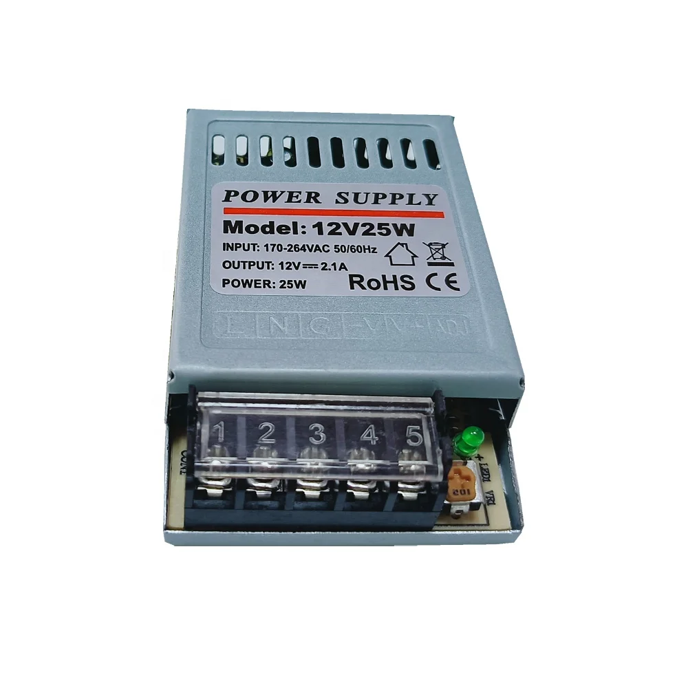 Ready To Ship CE RoHS LED Driver Uninterrupted Ac To Dc 12V 2.1A 25W Power Supply