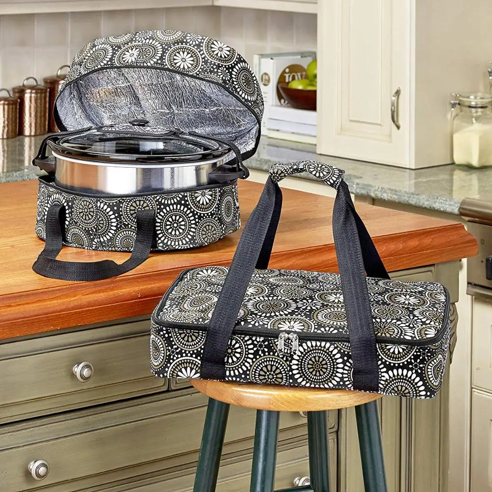 Chiterion Wholesale Geometric Carrier Delivery Bags Insulated Thermal Food Carriers for Slow Cookers Casserole Dishes Pizza