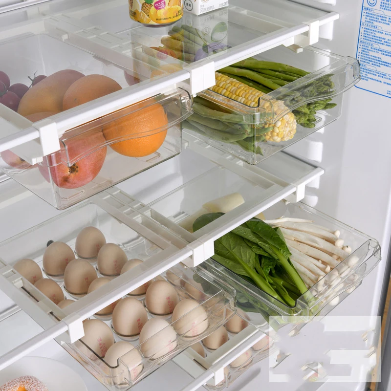 Fridge Food Pantry Freezer Clear Plastic Refrigerator Organizer Bins Egg racks Fruit Vegetable Storage Box