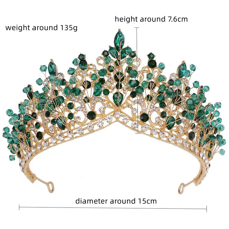 New European and American Handmade Rhinestone Bride Crown Alloy Multi-color Beaded Princess Wedding Tiara