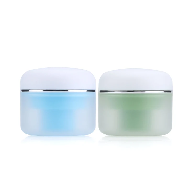 Double wall clear frosted plastic cosmetic jars body scrub skincare unique colorful frosted plastic jars cosmetic