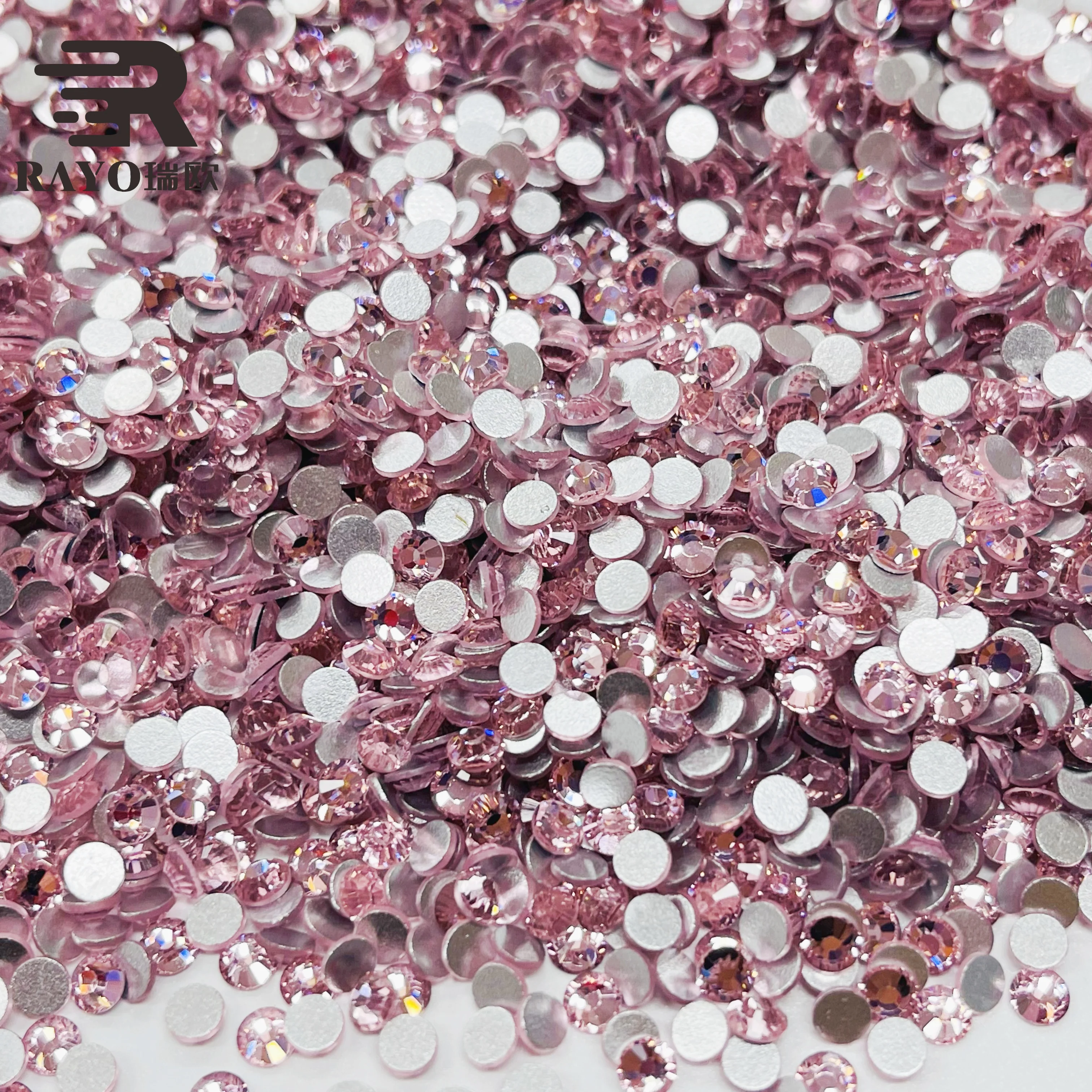 Fashion Lt Rose Wholesale ss6 ss8 ss10 ss20 Top Quality Non Hot Fix Flat Back Nail Rhinestone For Nail Art