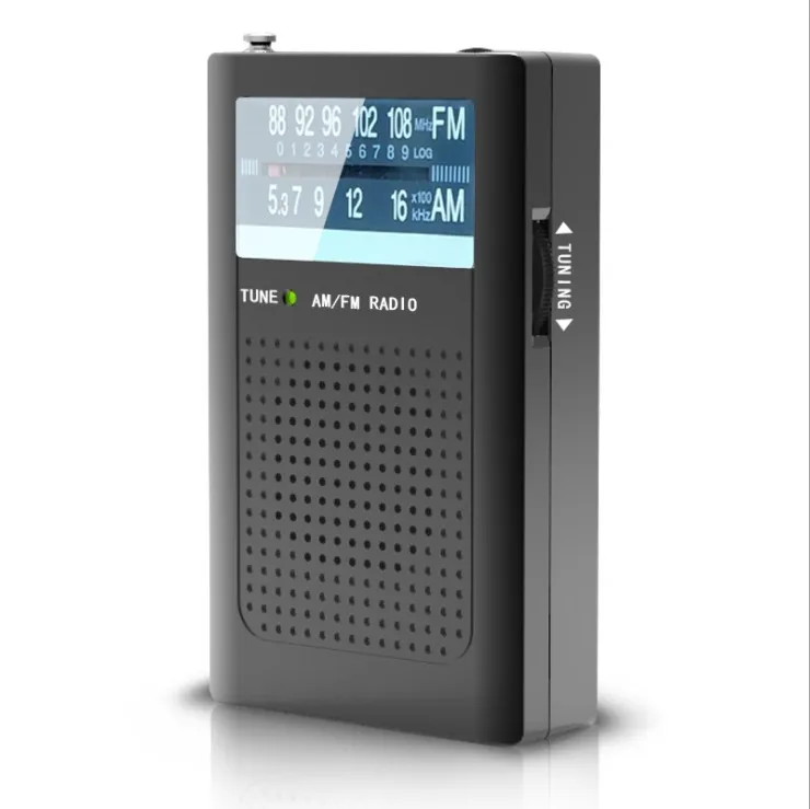 Classic Pocket Mini size Portable  Bass Sound  Am Fm Radio With Clips and Lanyard String