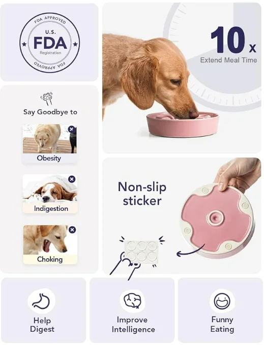 China Wholesale Ceramic Slow Feeder Dog Bowls Small Breed 0.6 Cups Dog Food Dish Eaters Puzzle Bowl Small Dogs Cats