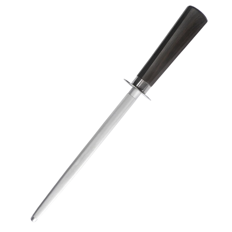 High Quality Carbon Steel Fine Grain Sharpening Rod Butcher Special Quick Manual Knife Sharpener With Wood Handle