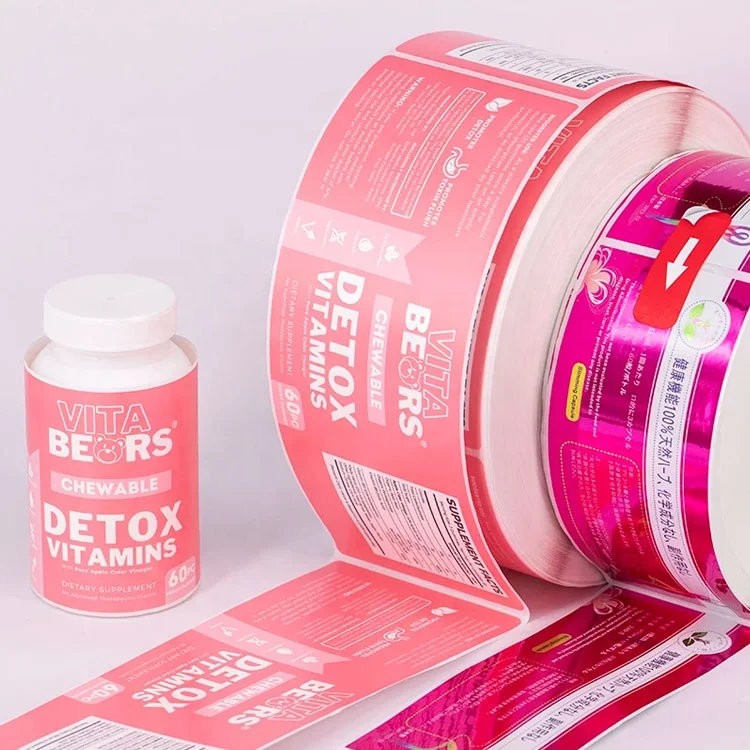 Custom Waterproof Health Care Products Medicine Bottle Packaging Sticker Label Vitamin Supplement Labels