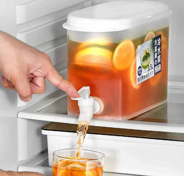 Lemonade Bucket Drink Container Drink Dispenser for Fridge Cold Kettle with Faucet in Refrigerator
