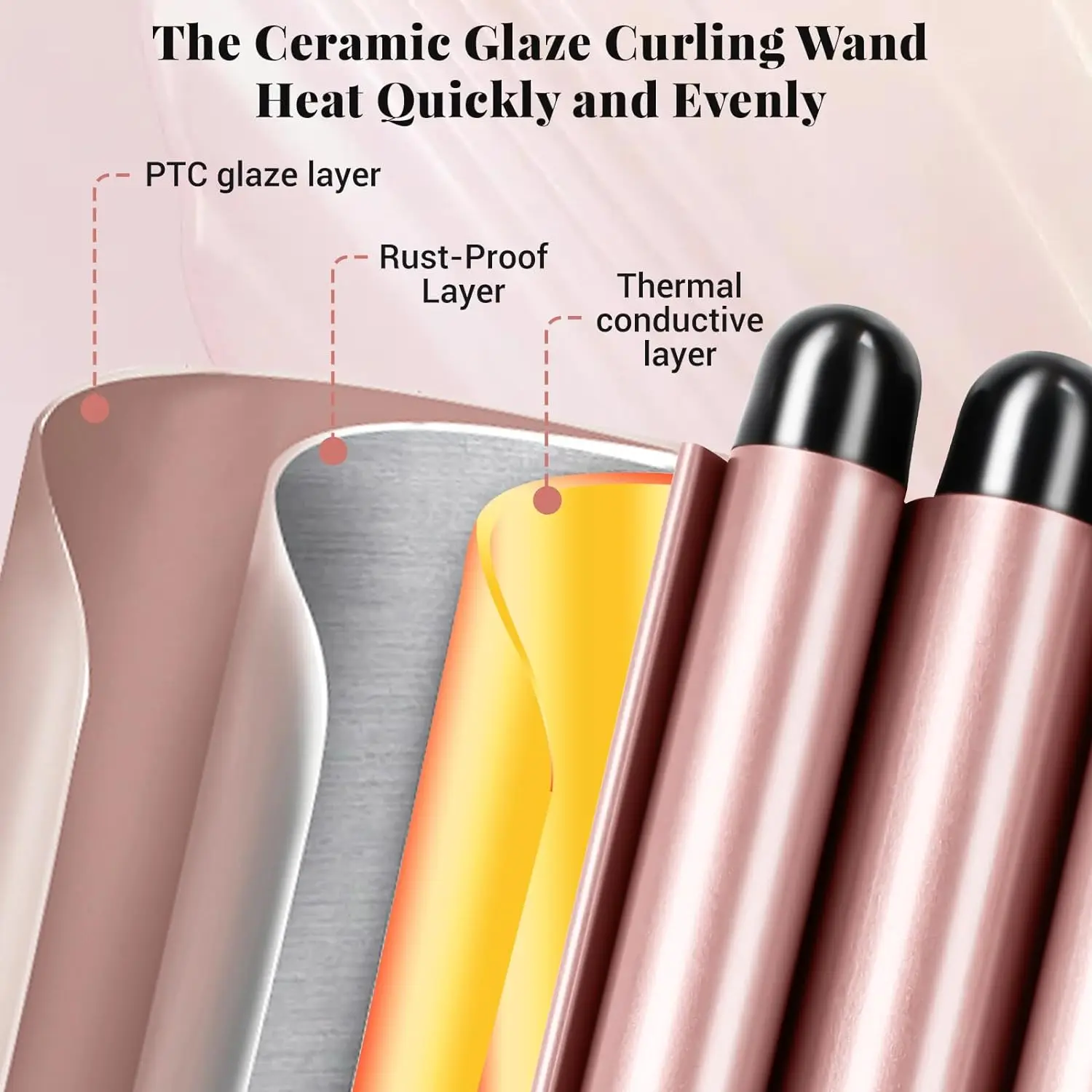 2024 New Concept Hot Selling Fast Heating Curling Ceramic Coating Iron Barrel Curling Iron Set with New Style with Brush