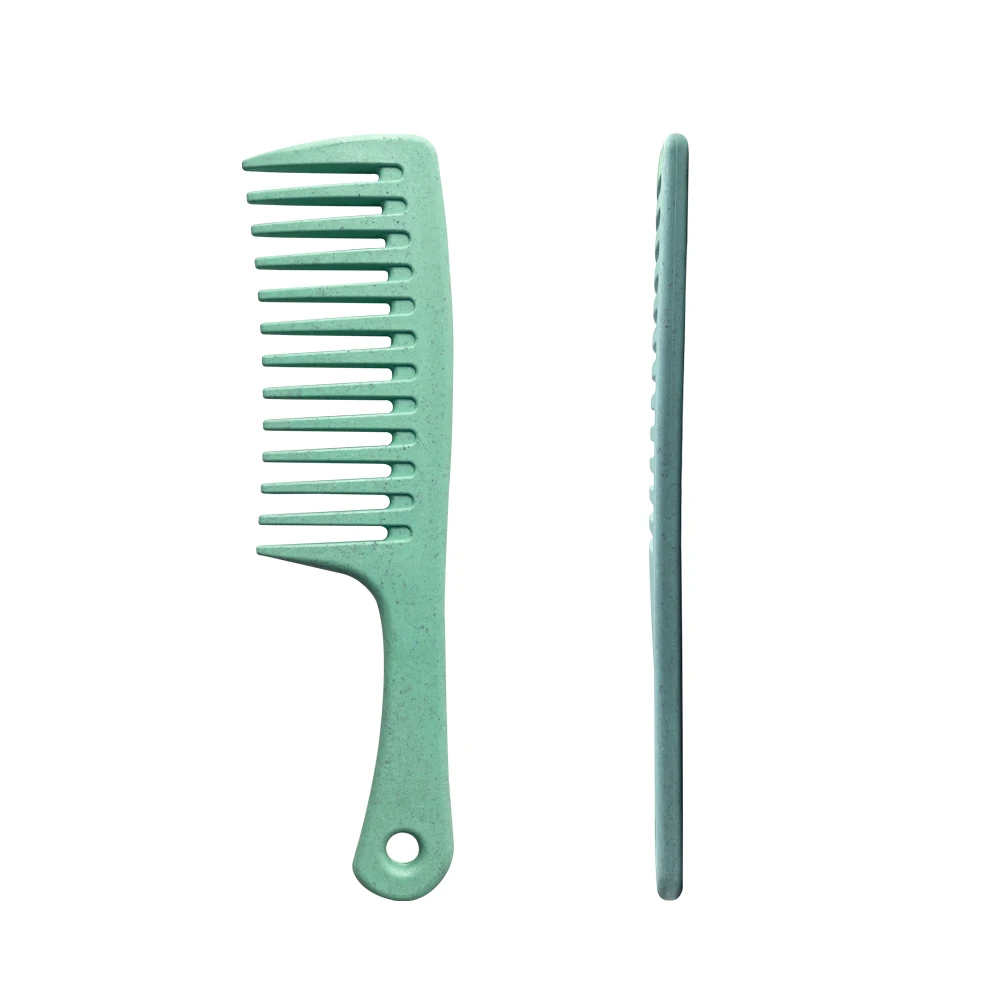 Eco-friendly Custom Logo Handmade Wide Tooth Comb High Quality Wheat Straw Shower Bath Hair comb With hook