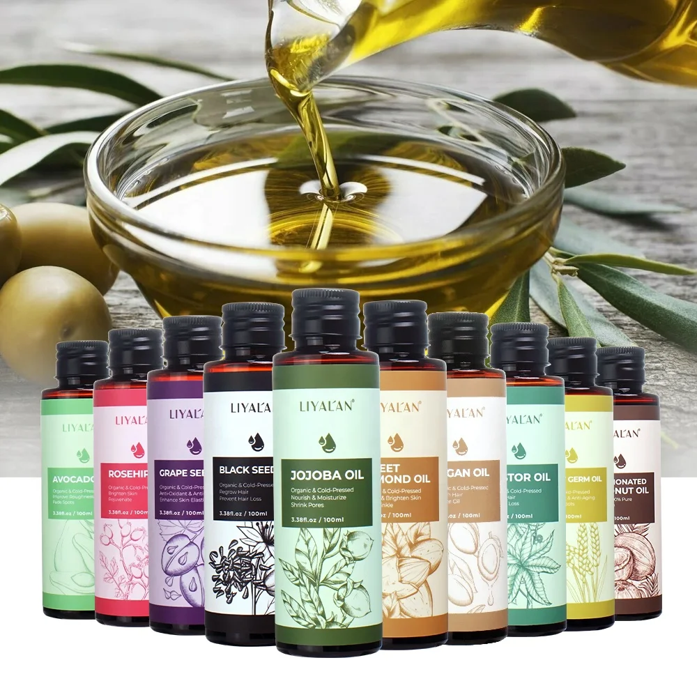Wholesale 100% Organic Carrier Oil Rosehip Castor Avocado Almond Jojoba Grape Seed Argan Cold Pressed Coconut Oil