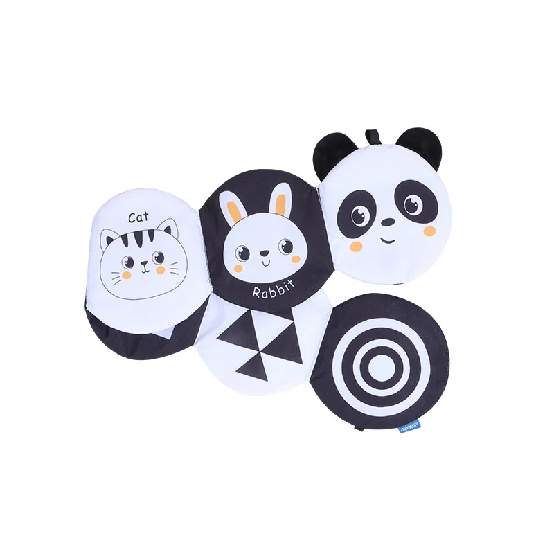 Black and White Panda Bee Fox Round Bed Hanging Fabric Cloth Book Baby soft Cloth toy