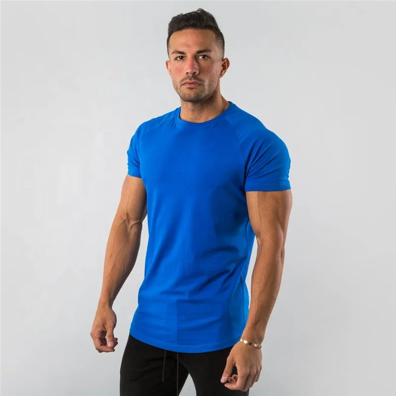 Custom Private Logo 95% Cotton 5% Elastane Neckline T-Shirt Knitted XL Fitness Gym Wear Sports Apparel Manufacturer