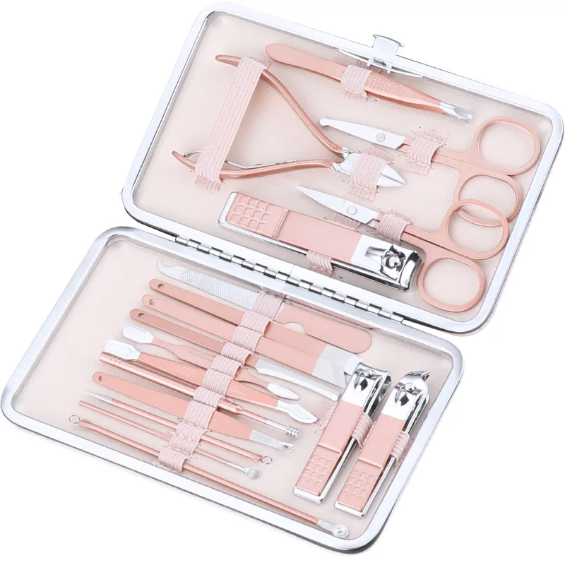 Rose gold 18-piece nail clippers set