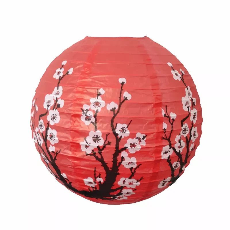 RUI YI LUCKY Cherry bloss Paper Lamp Chinese Japanese Festival Paper Lamp Flower Ball Wedding Decoration Red Sakura Paper Lanter